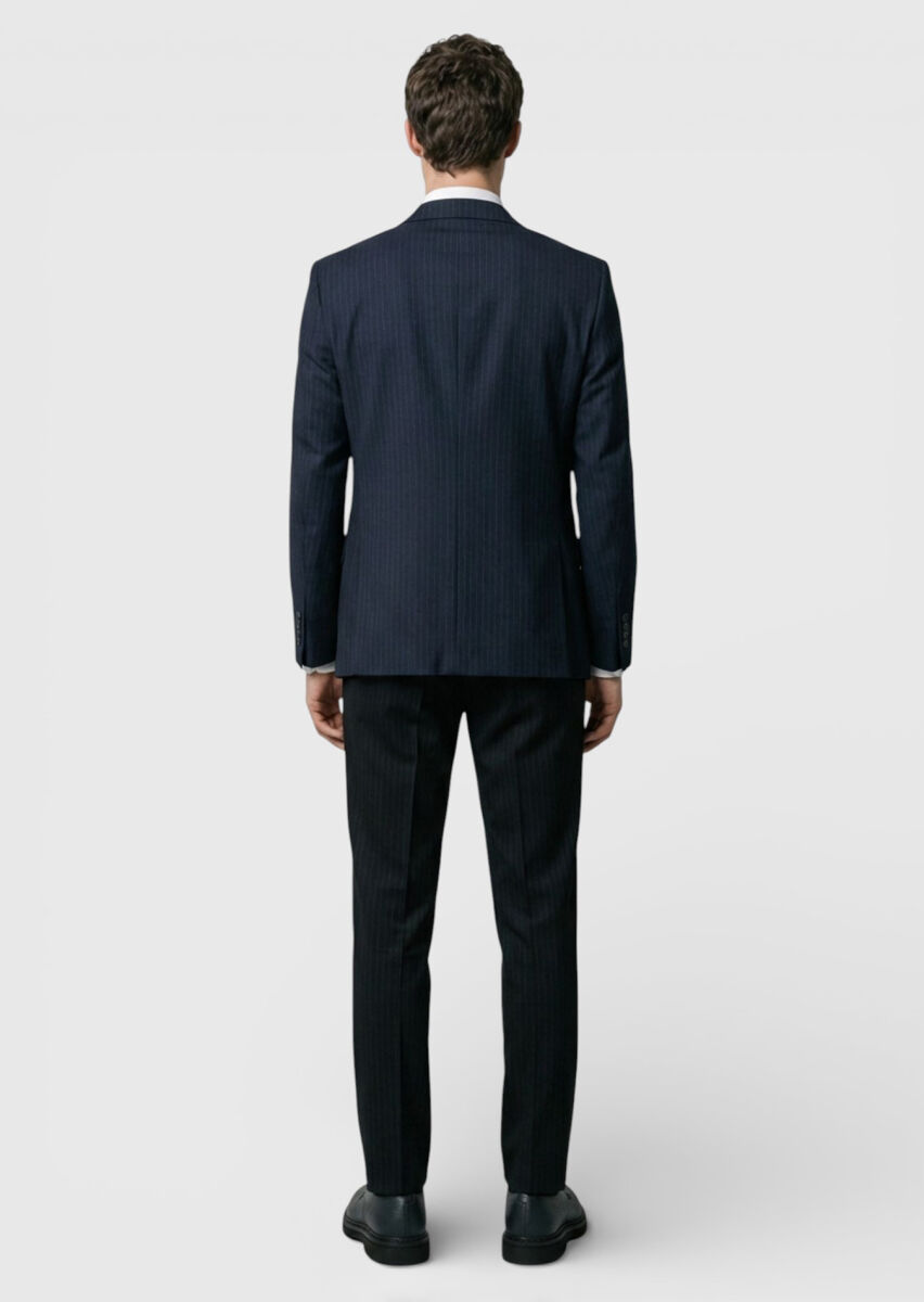 Hard Coal Striped Modern Fit 100% Wool Suit - 4