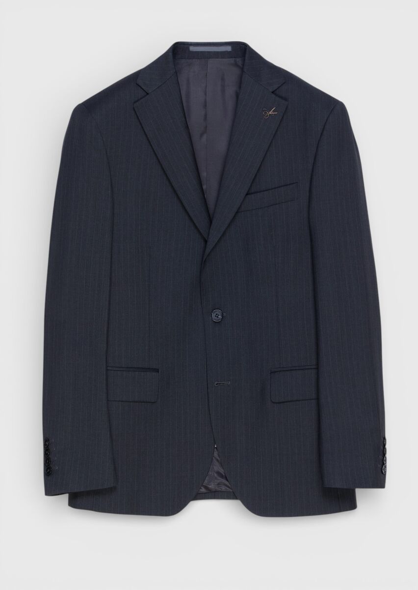 Hard Coal Striped Modern Fit 100% Wool Suit - 5