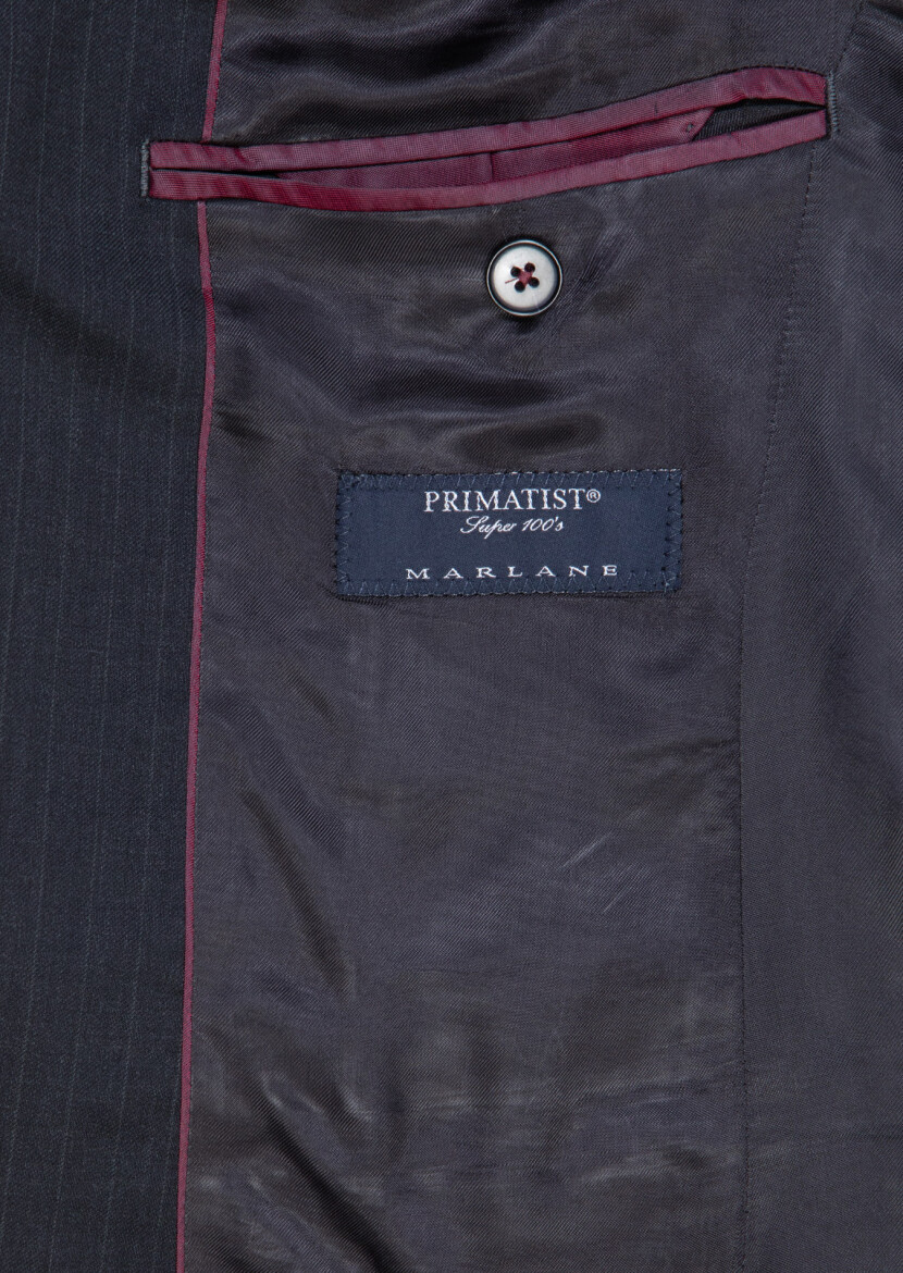 Hard Coal Striped Modern Fit 100% Wool Suit - 8