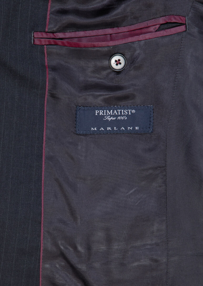 Hard Coal Striped Modern Fit 100% Wool Suit - 8