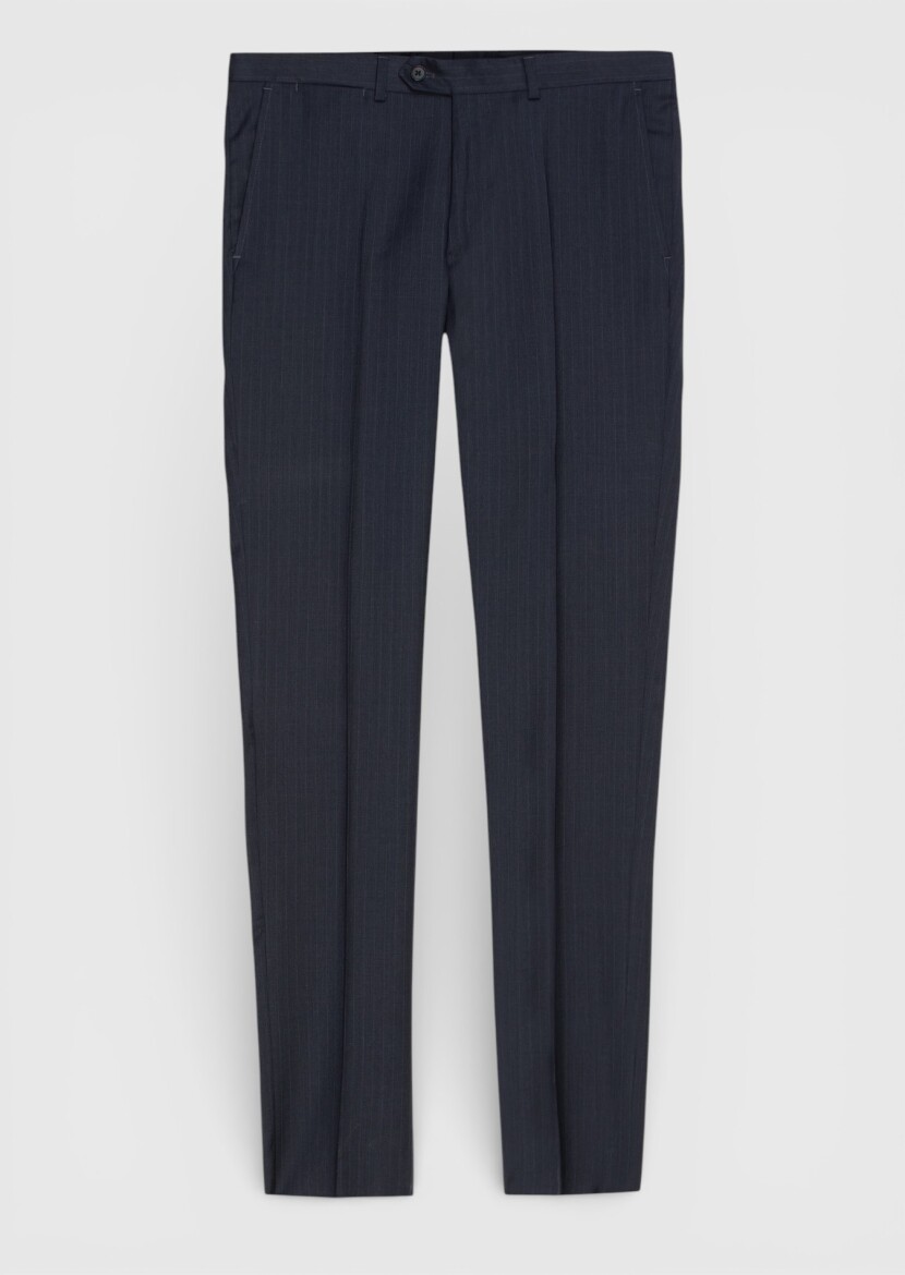 Hard Coal Striped Modern Fit 100% Wool Suit - 9