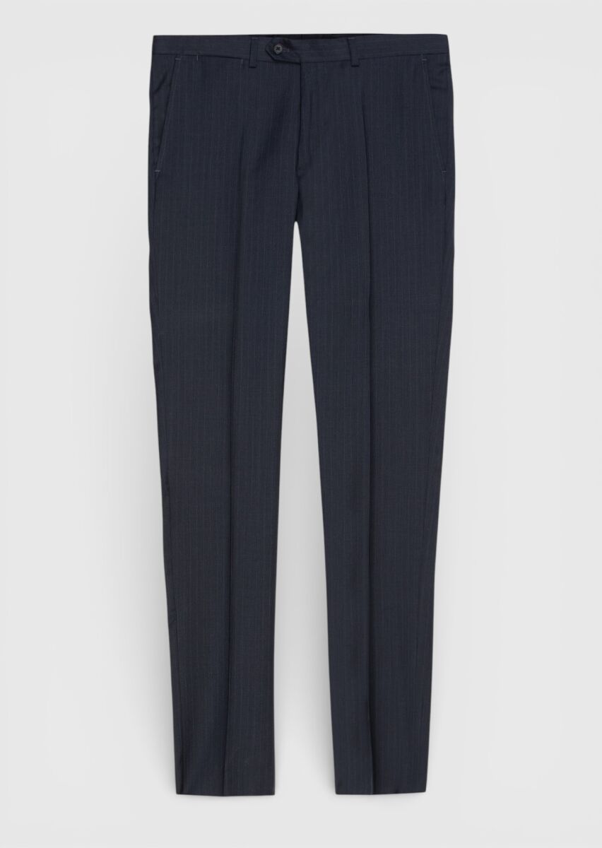 Hard Coal Striped Modern Fit 100% Wool Suit - 9