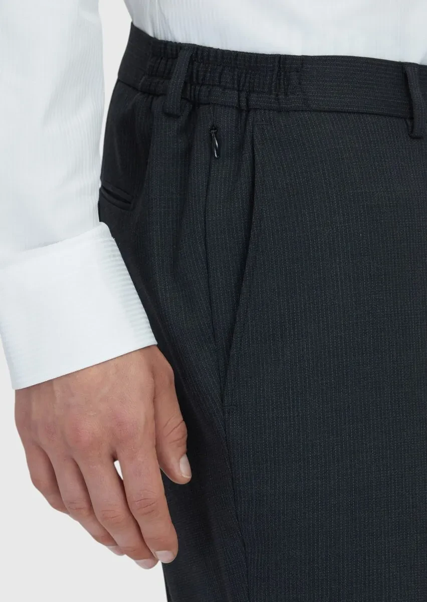 Hard Coal Striped Modern Fit Wool Blended Suit - 6