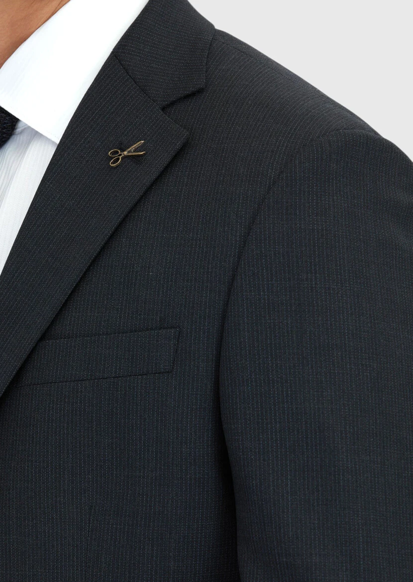 Hard Coal Striped Modern Fit Wool Blended Suit - 5