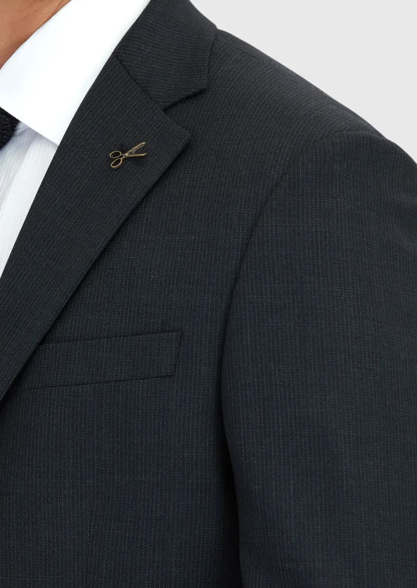 Hard Coal Striped Modern Fit Wool Blended Suit - 5