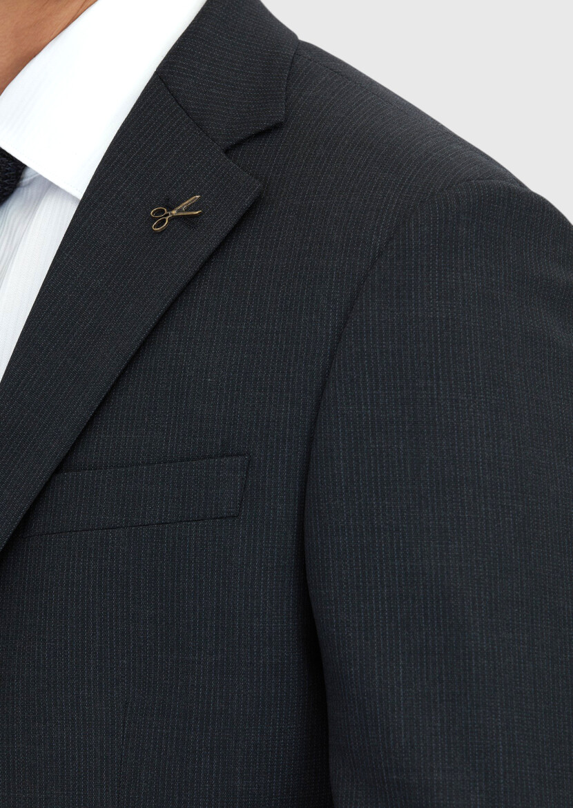 Hard Coal Striped Modern Fit Wool Blended Suit - 5