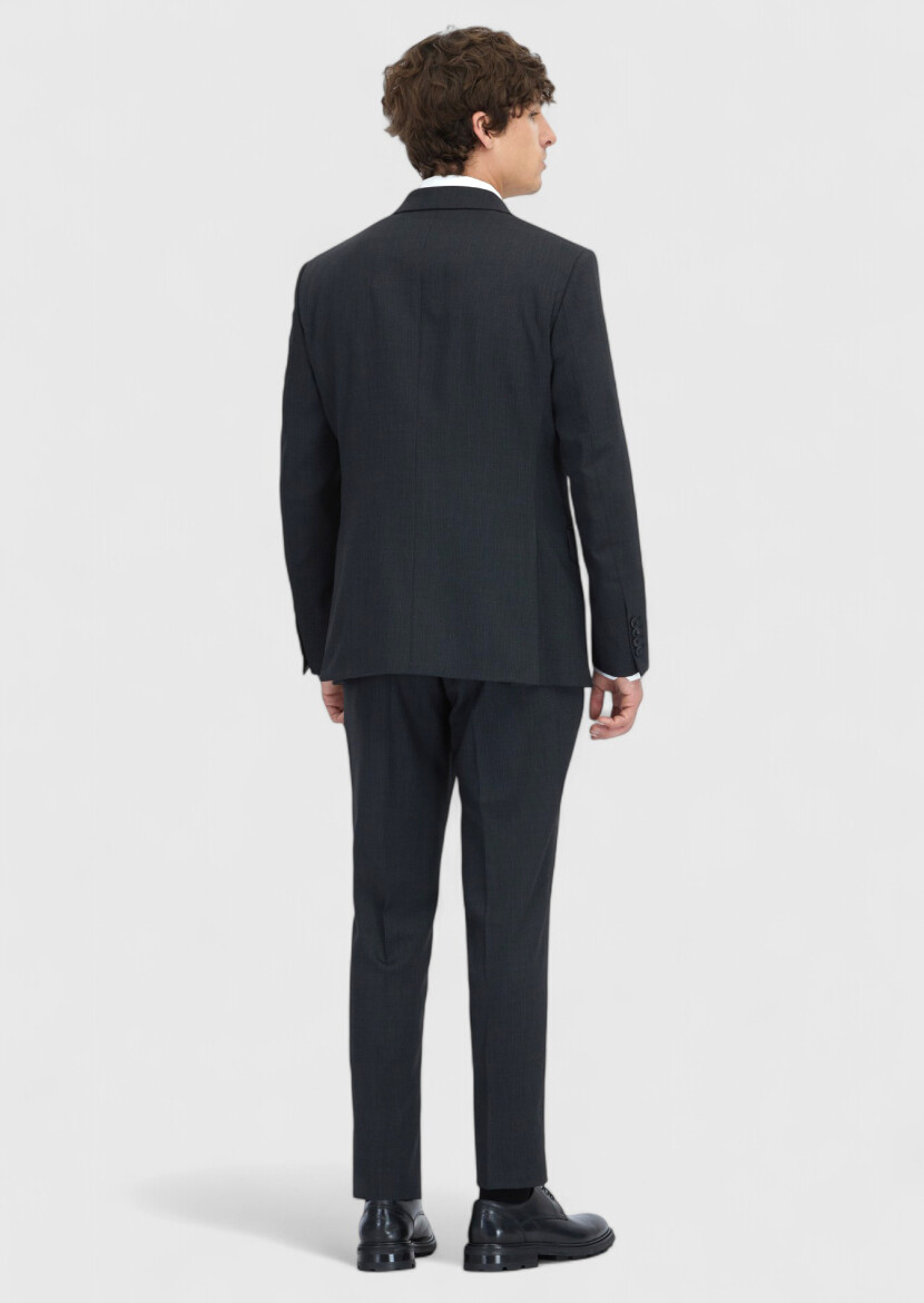 Hard Coal Striped Modern Fit Wool Blended Suit - 8