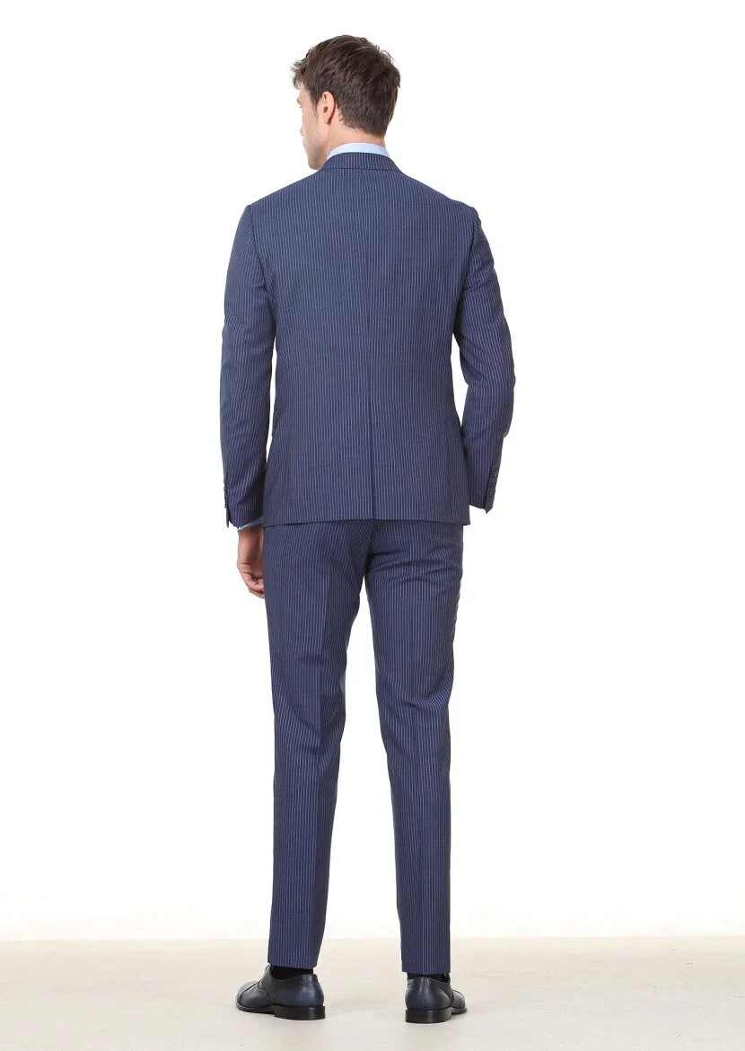 Hard Coal Striped Regular Fit 100% Wool Suit - 4