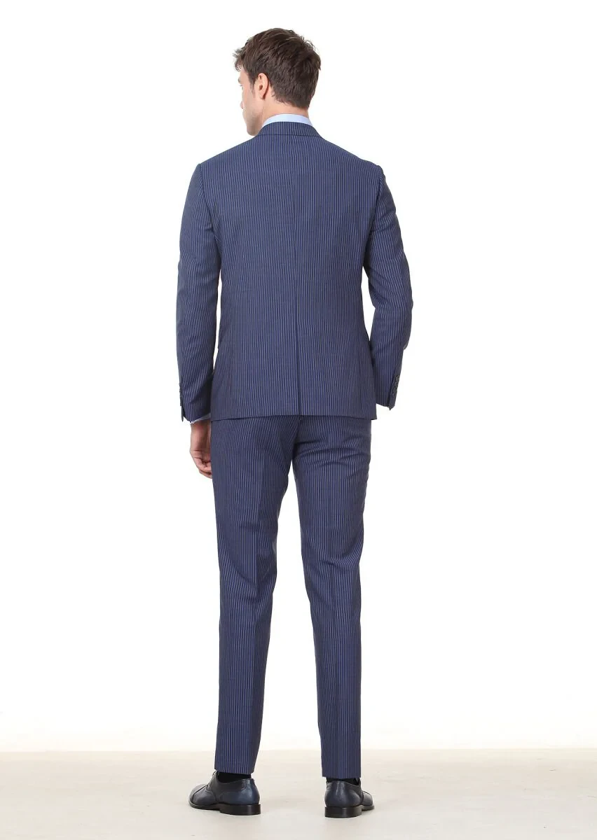 Hard Coal Striped Regular Fit 100% Wool Suit - 4