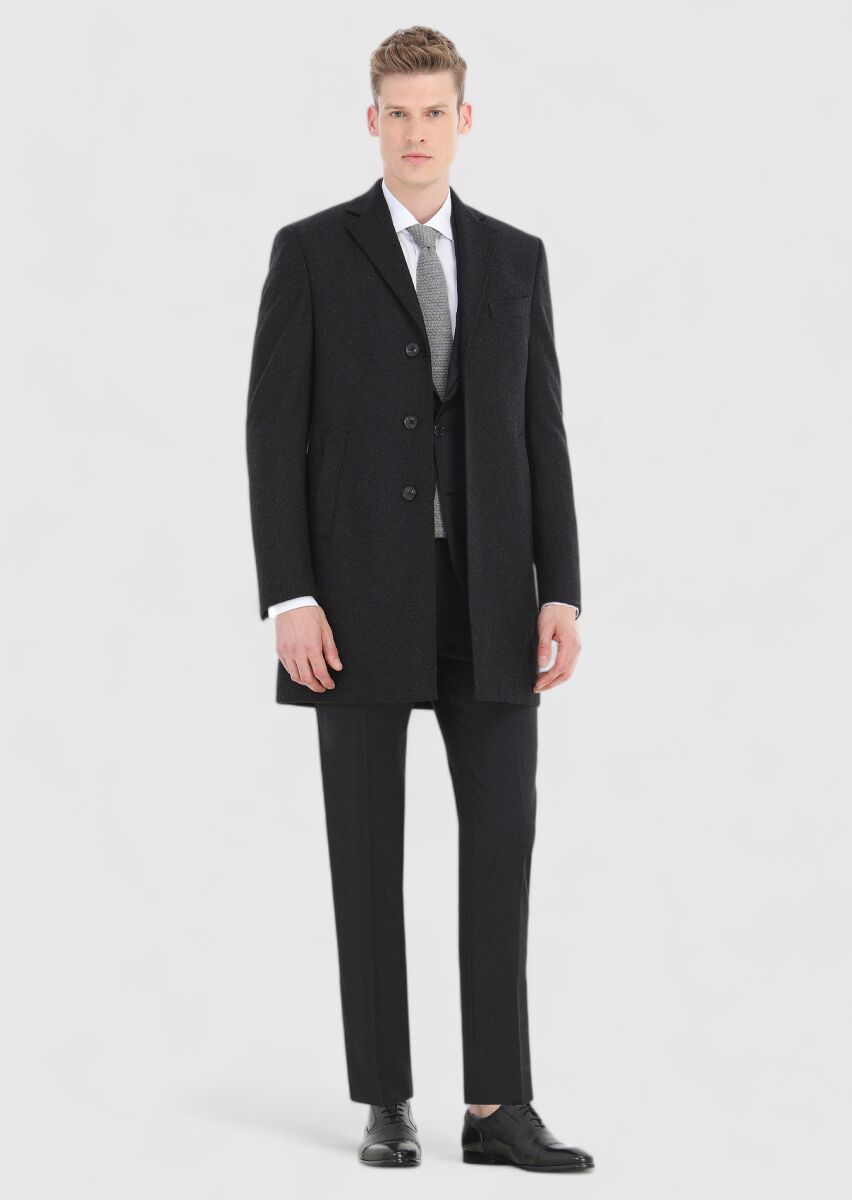 Hard Coal Striped Thin&Taller Slim Fit 100% Wool Suit - 3