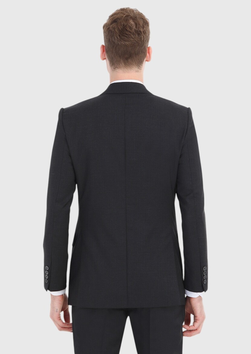 Hard Coal Striped Thin&Taller Slim Fit 100% Wool Suit - 6