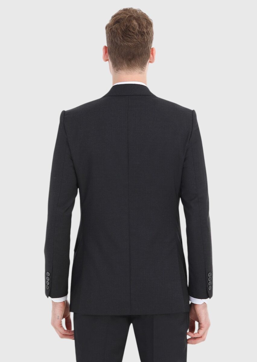 Hard Coal Striped Thin&Taller Slim Fit 100% Wool Suit - 6