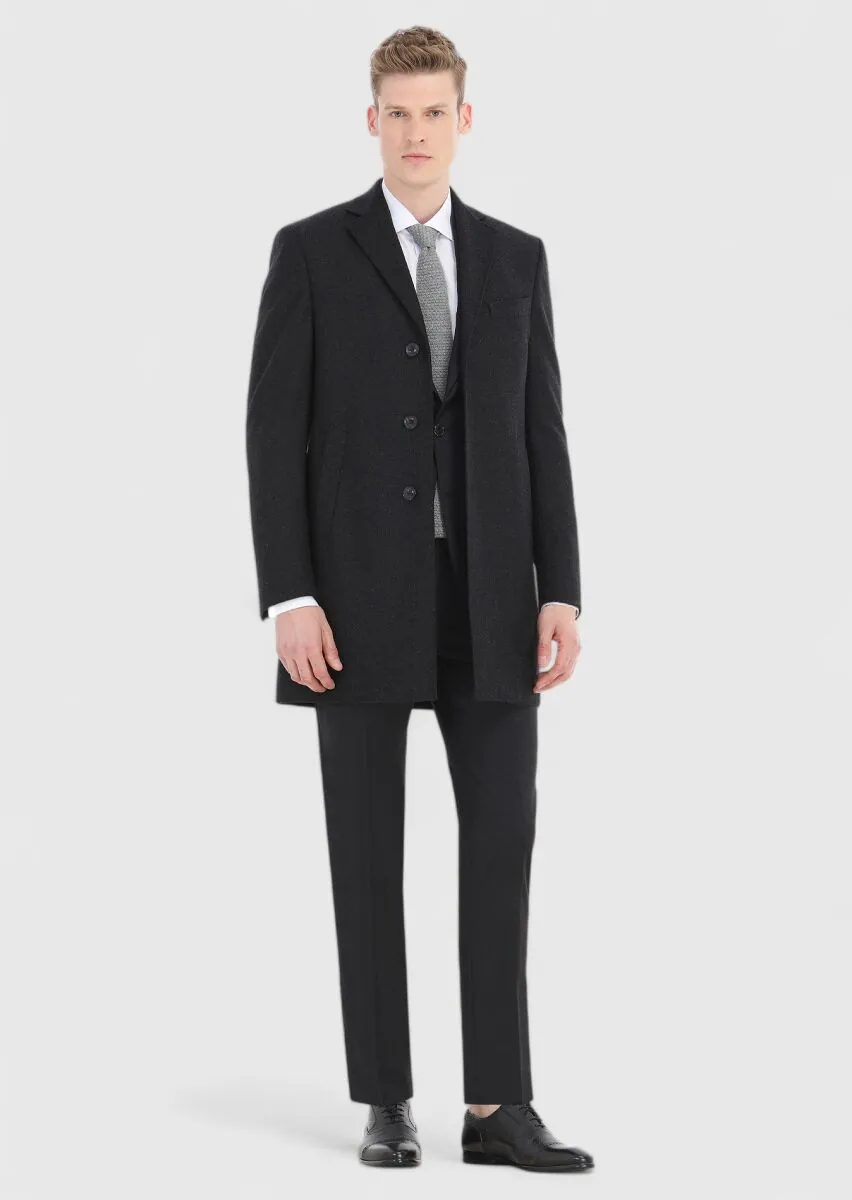 Hard Coal Striped Thin&Taller Slim Fit 100% Wool Suit - 3