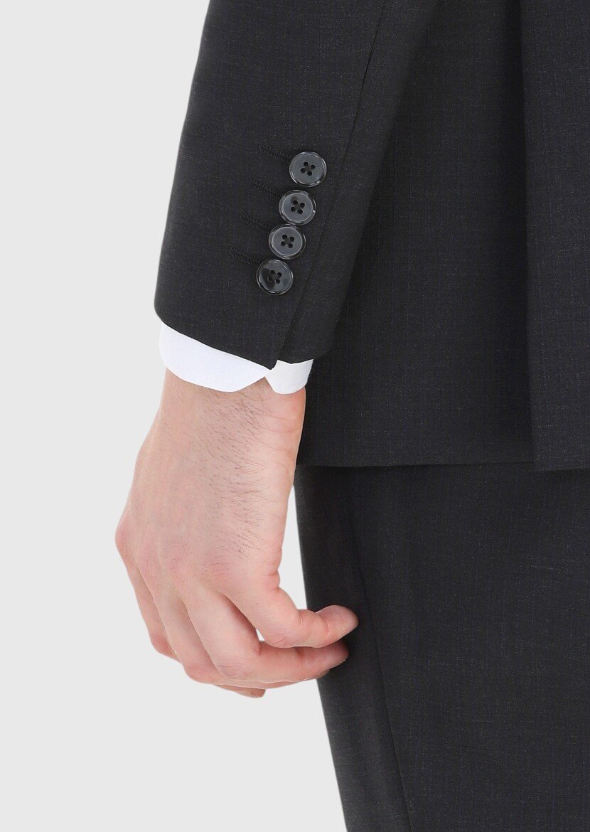 Hard Coal Striped Thin&Taller Slim Fit 100% Wool Suit - 5