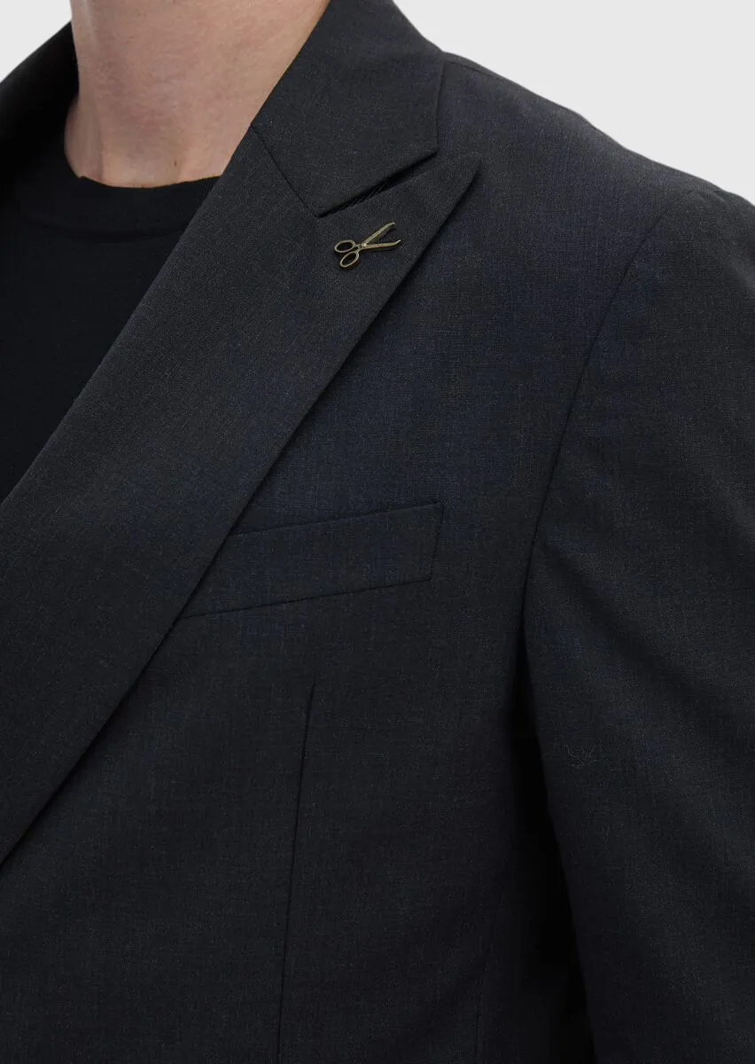 Hard Coal Striped Zerogravity Slim Fit Wool Blended Suit - 6