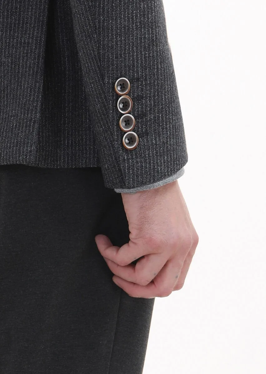 Hard Coal Striped Zeroweight Slim Fit 100% Wool Jacket - 4
