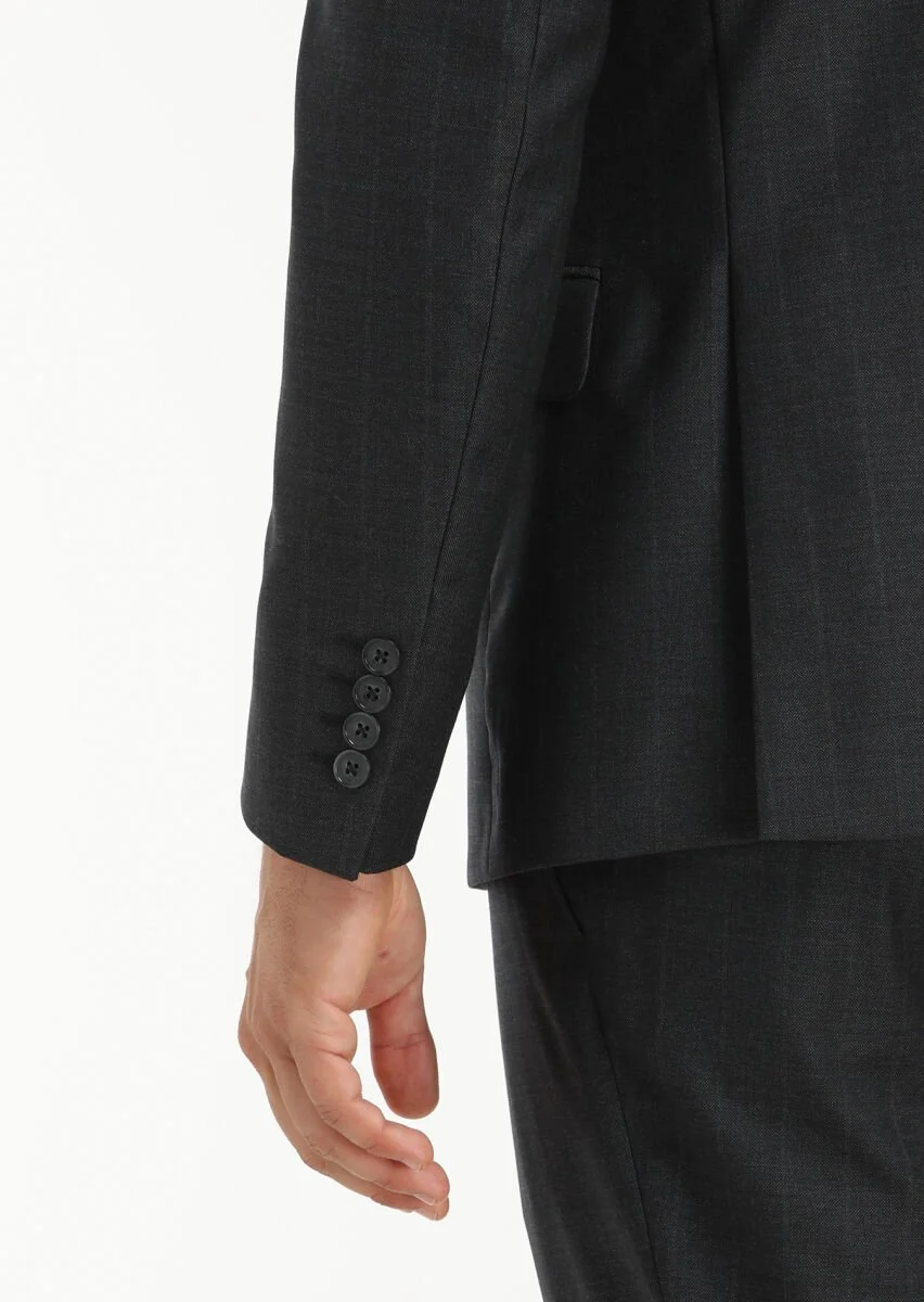 Hard Coal Striped Zeroweight Slim Fit 100% Wool Suit - 5