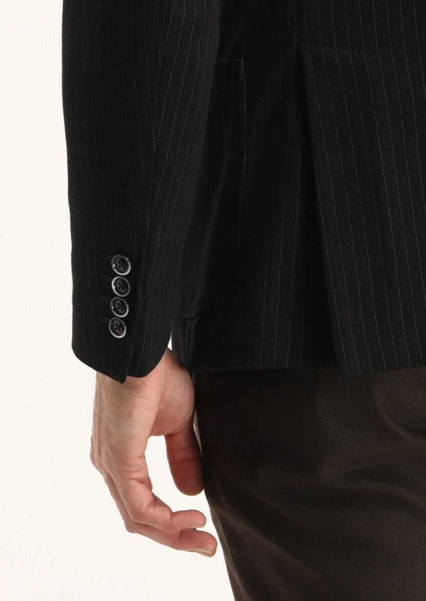 Hard Coal Striped Zeroweight Slim Fit Cotton Blended Jacket - 4