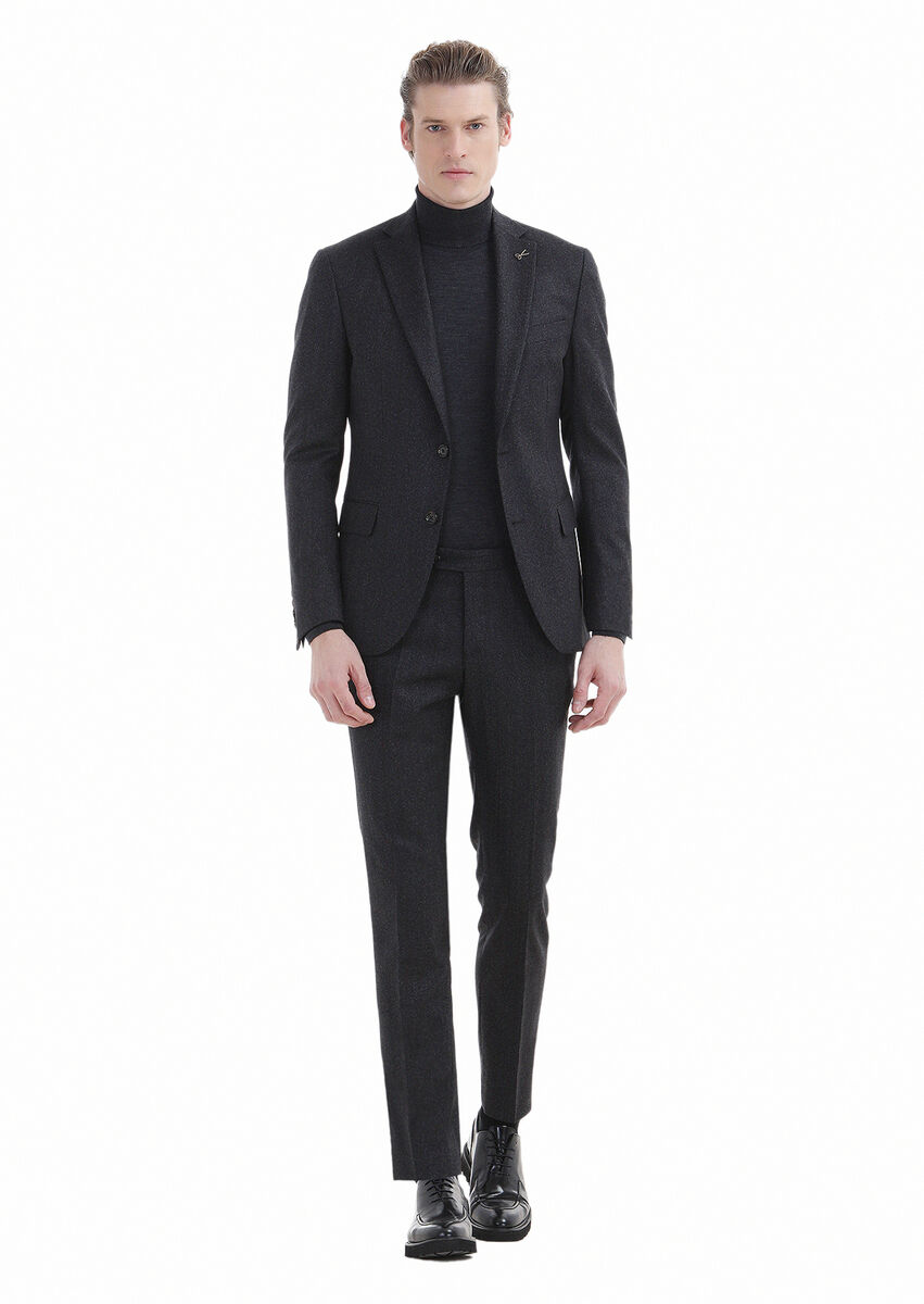 Hard Coal Striped Zeroweight Slim Fit Wool Blended Suit - 1