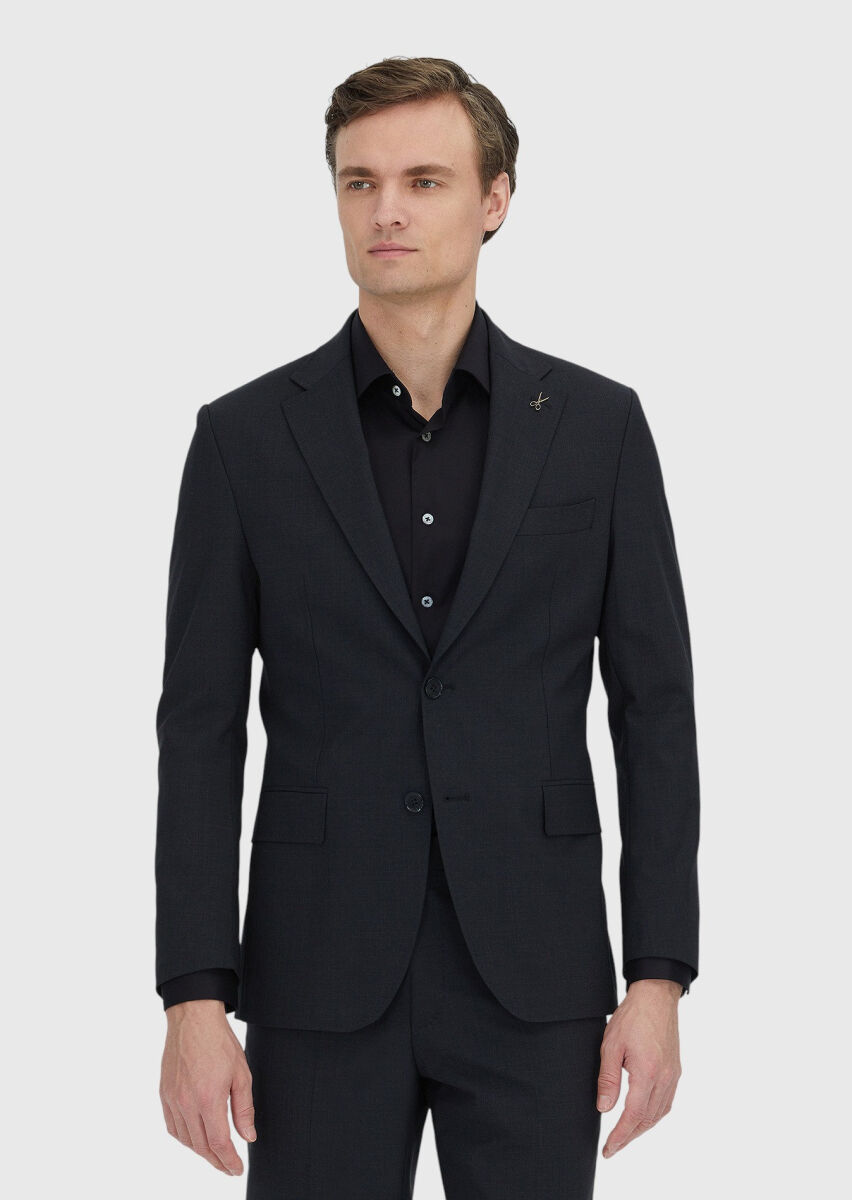 Hard Coal Striped Zeroweight Slim Fit Wool Blended Suit - 2
