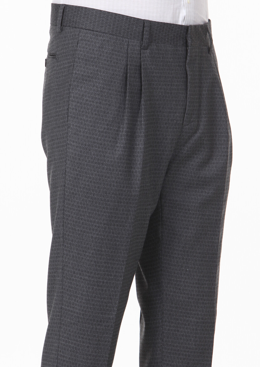 Hard Coal Weaving Carrot Fit Classical Wool Blended Trousers - 3