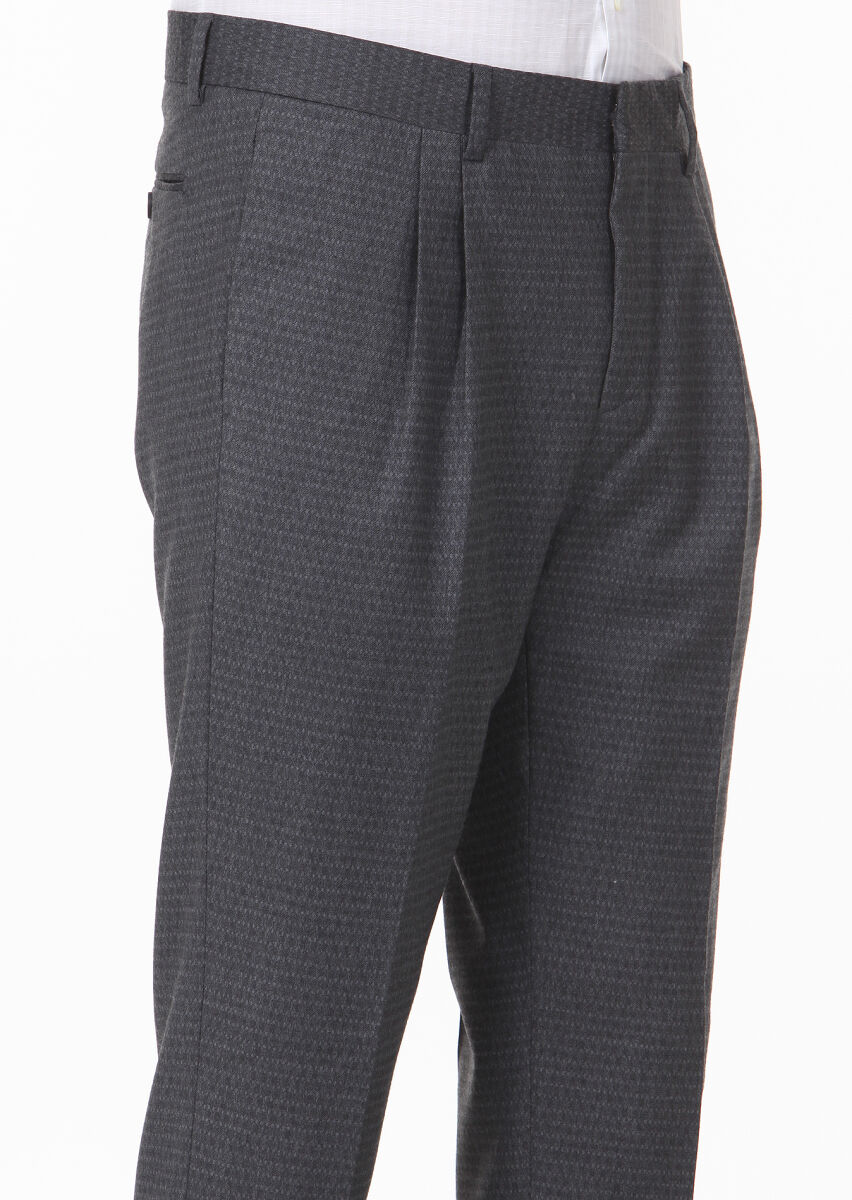 Hard Coal Weaving Carrot Fit Classical Wool Blended Trousers - 3