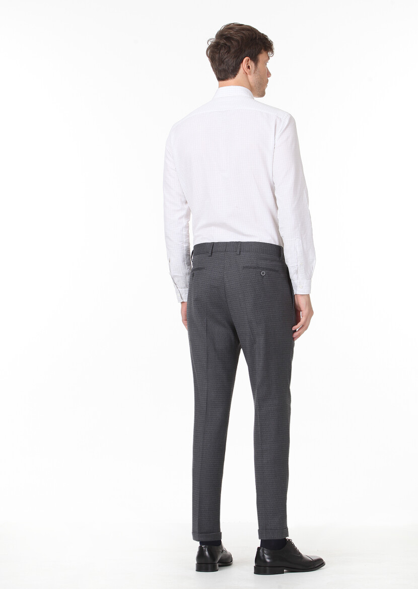Hard Coal Weaving Carrot Fit Classical Wool Blended Trousers - 4