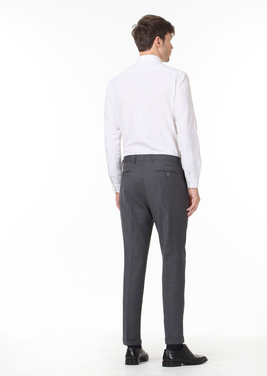 Hard Coal Weaving Carrot Fit Classical Wool Blended Trousers - 4