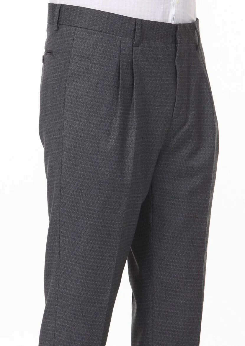 Hard Coal Weaving Carrot Fit Classical Wool Blended Trousers - 3