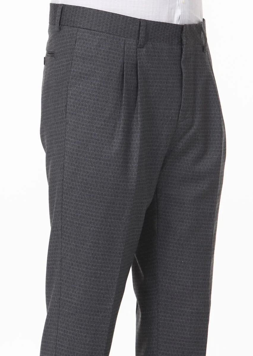 Hard Coal Weaving Carrot Fit Classical Wool Blended Trousers - 3