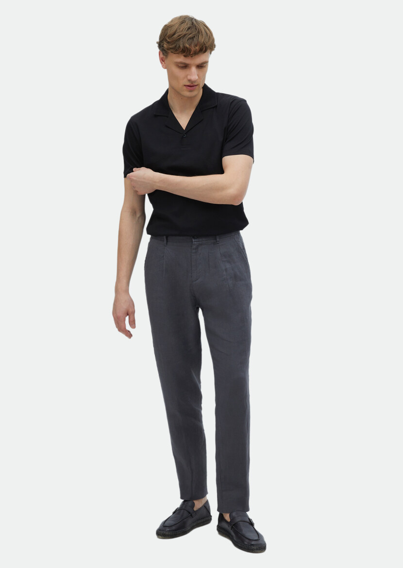 Hard Coal Weaving Jogging Fit Casual 100% Linen Trousers 