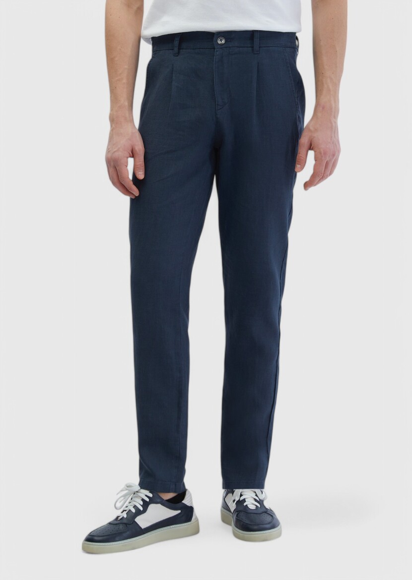 Hard Coal Weaving Jogging Fit Casual 100% Linen Trousers - RAMSEY