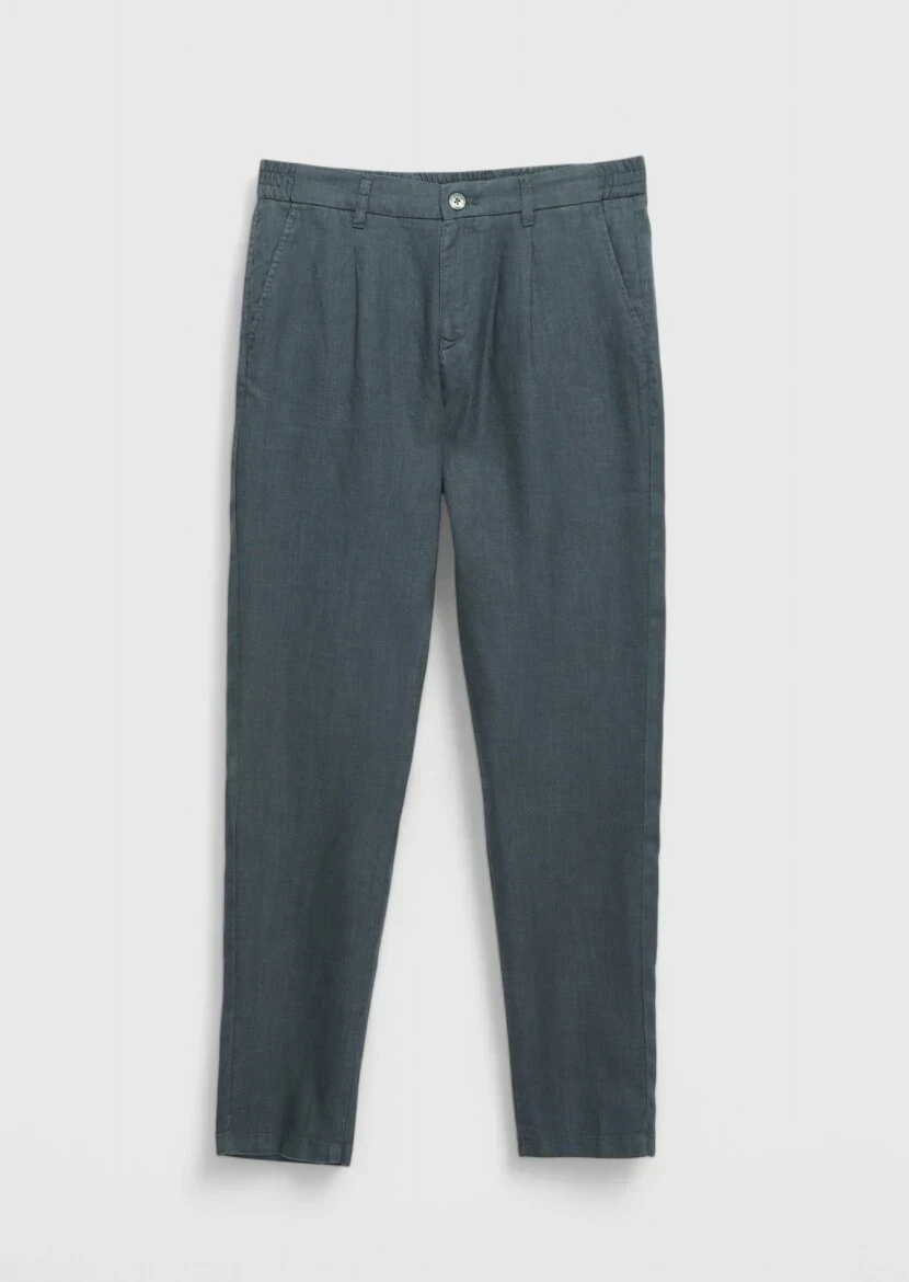 Hard Coal Weaving Jogging Fit Casual 100% Linen Trousers - 6