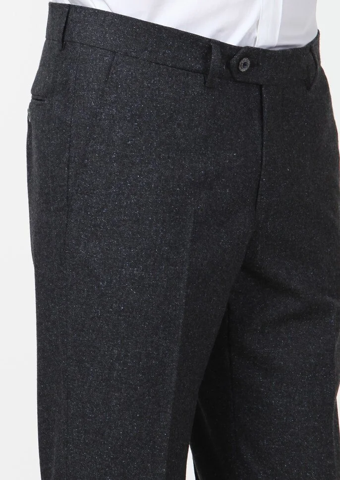 Hard Coal Weaving Modern Fit Classical Silk Blended Trousers - 3