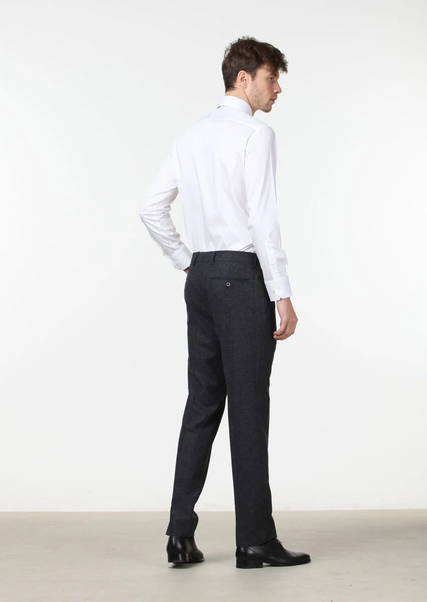 Hard Coal Weaving Modern Fit Classical Silk Blended Trousers - 4