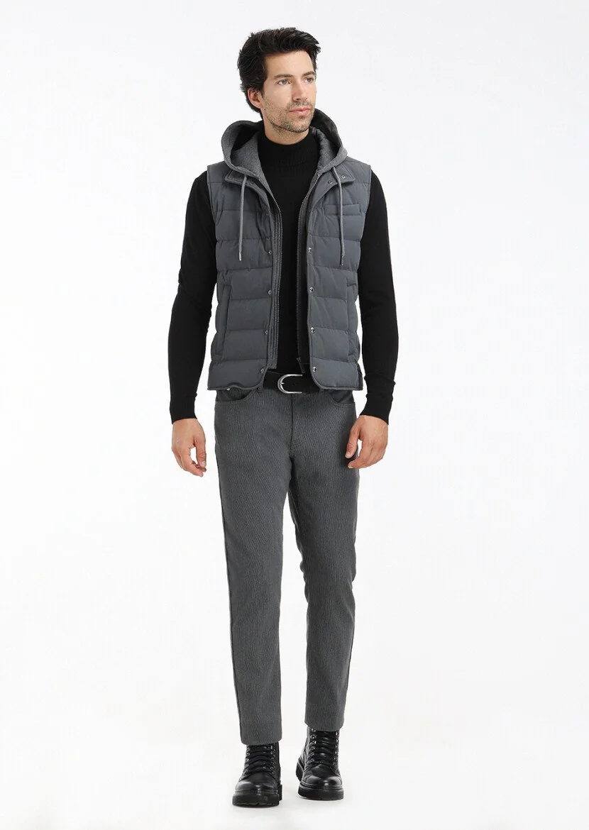 Hard Coal Weaving Puffer Vest - 1