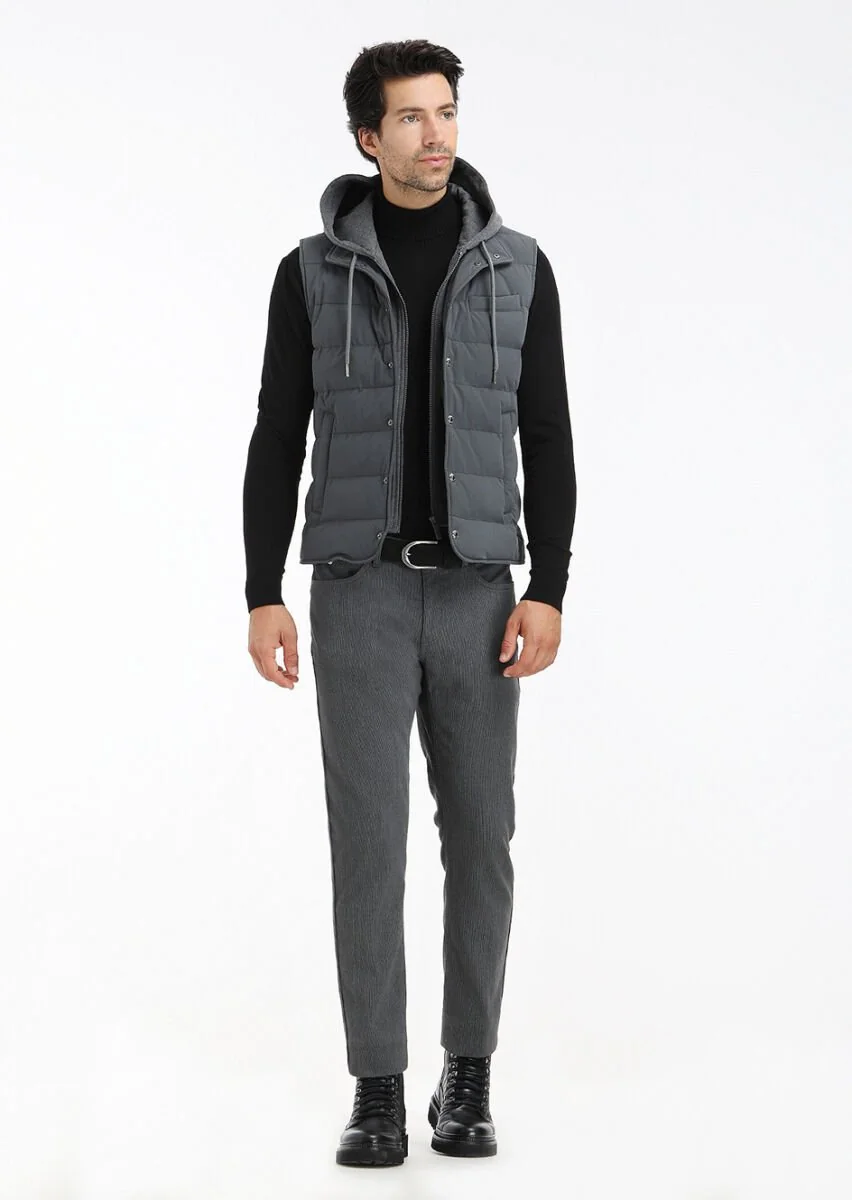 Hard Coal Weaving Puffer Vest - 1
