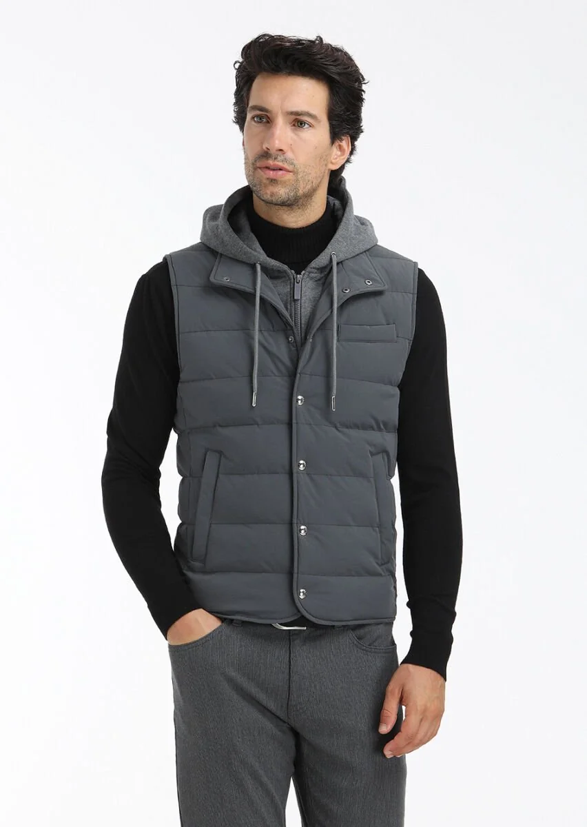 Hard Coal Weaving Puffer Vest - 2
