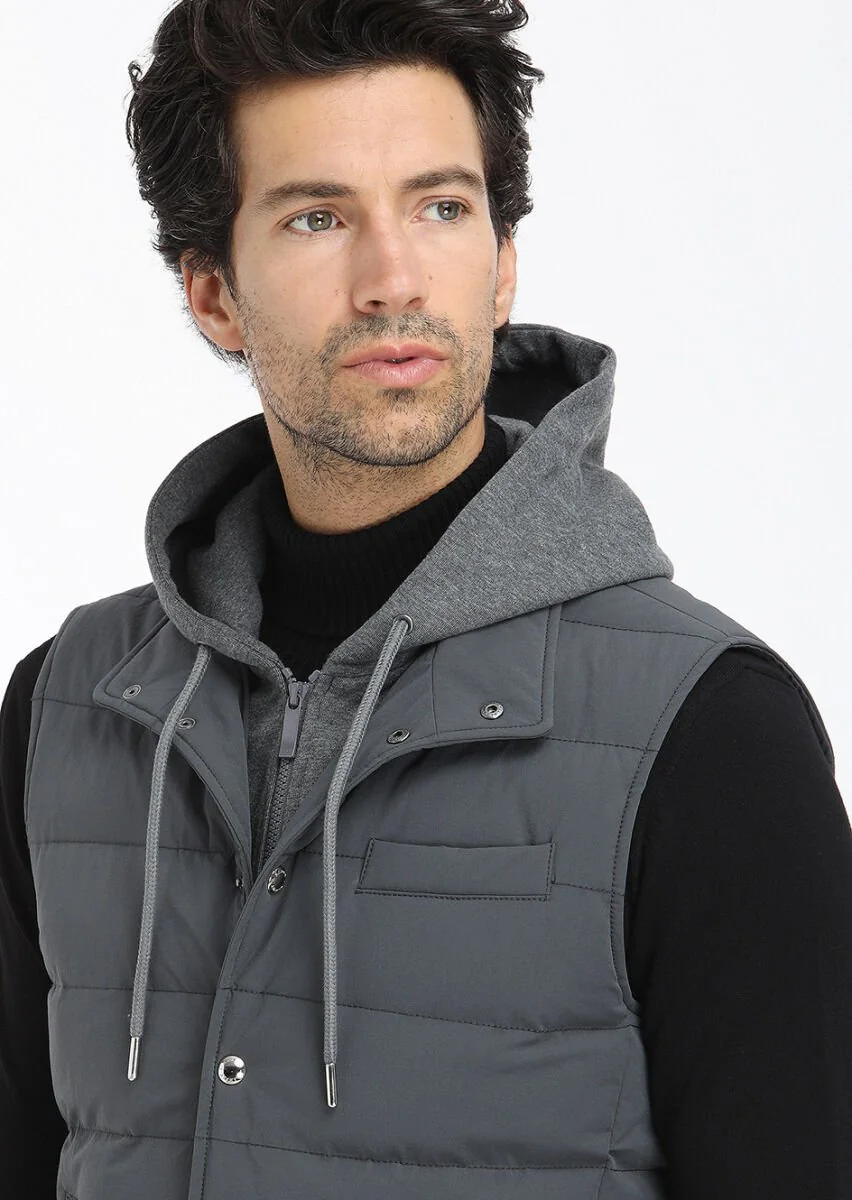 Hard Coal Weaving Puffer Vest - 3