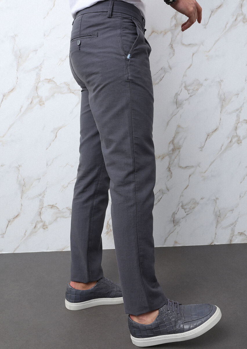 Hard Coal Weaving Regular Fit Casual Cotton Blended Trousers - 4