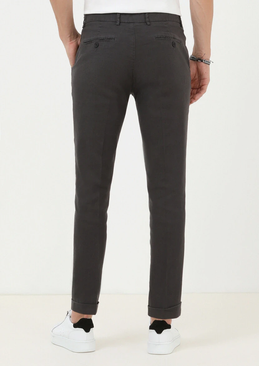 Hard Coal Weaving Regular Fit Casual Cotton Blended Trousers - 4