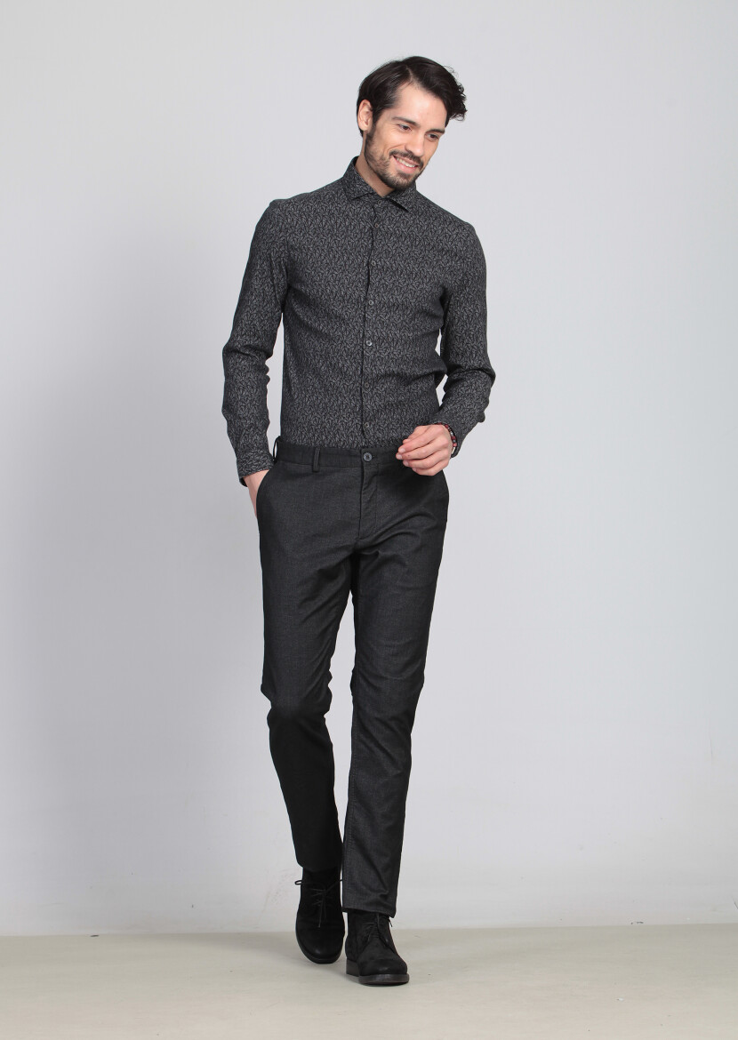 Hard Coal Weaving Regular Fit Casual Trousers - 1