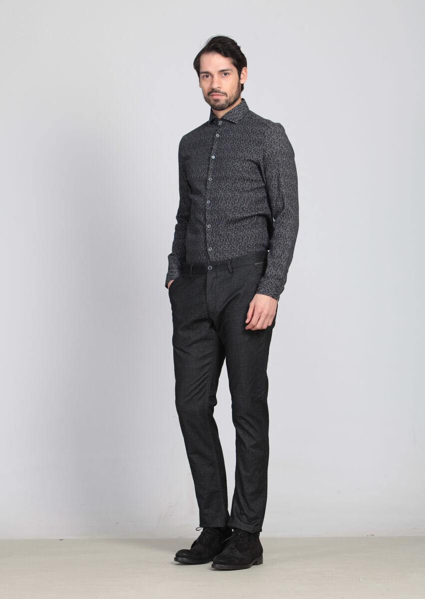 Hard Coal Weaving Regular Fit Casual Trousers - 2