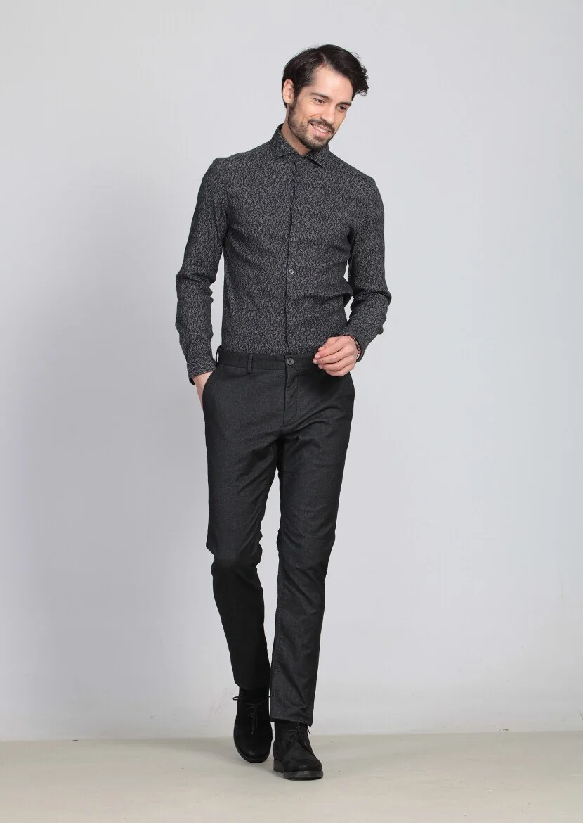 Hard Coal Weaving Regular Fit Casual Trousers - 1