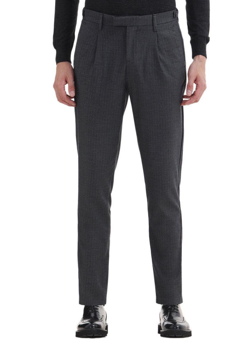 Hard Coal Weaving Regular Fit Casual Trousers 