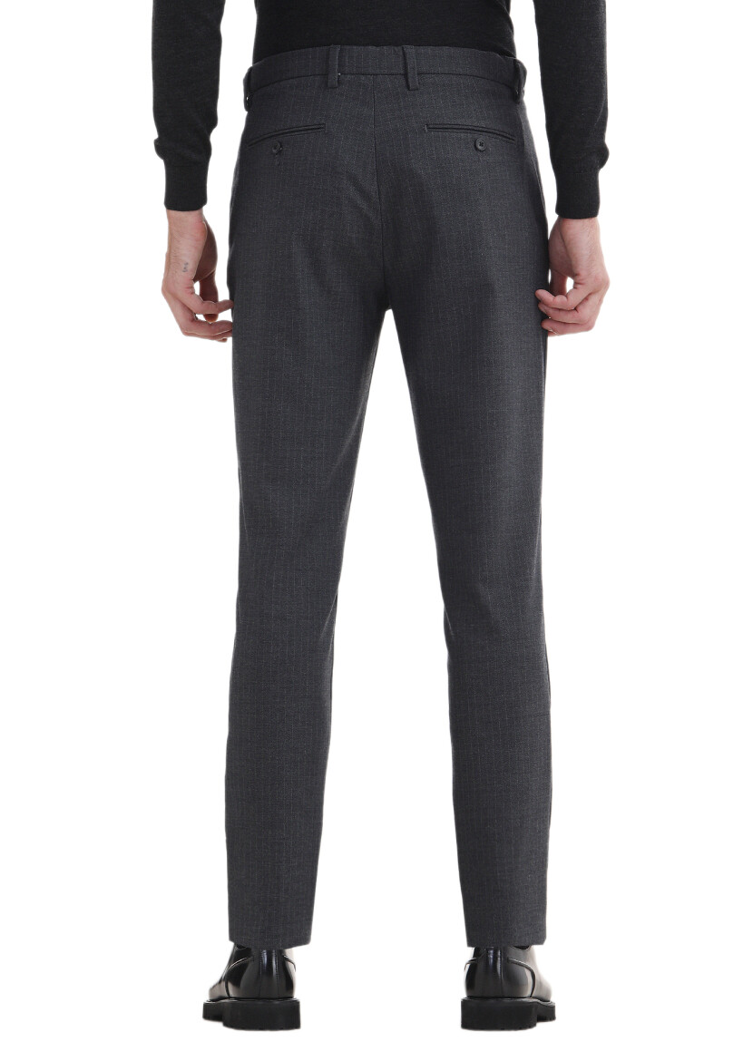 Hard Coal Weaving Regular Fit Casual Trousers - 3