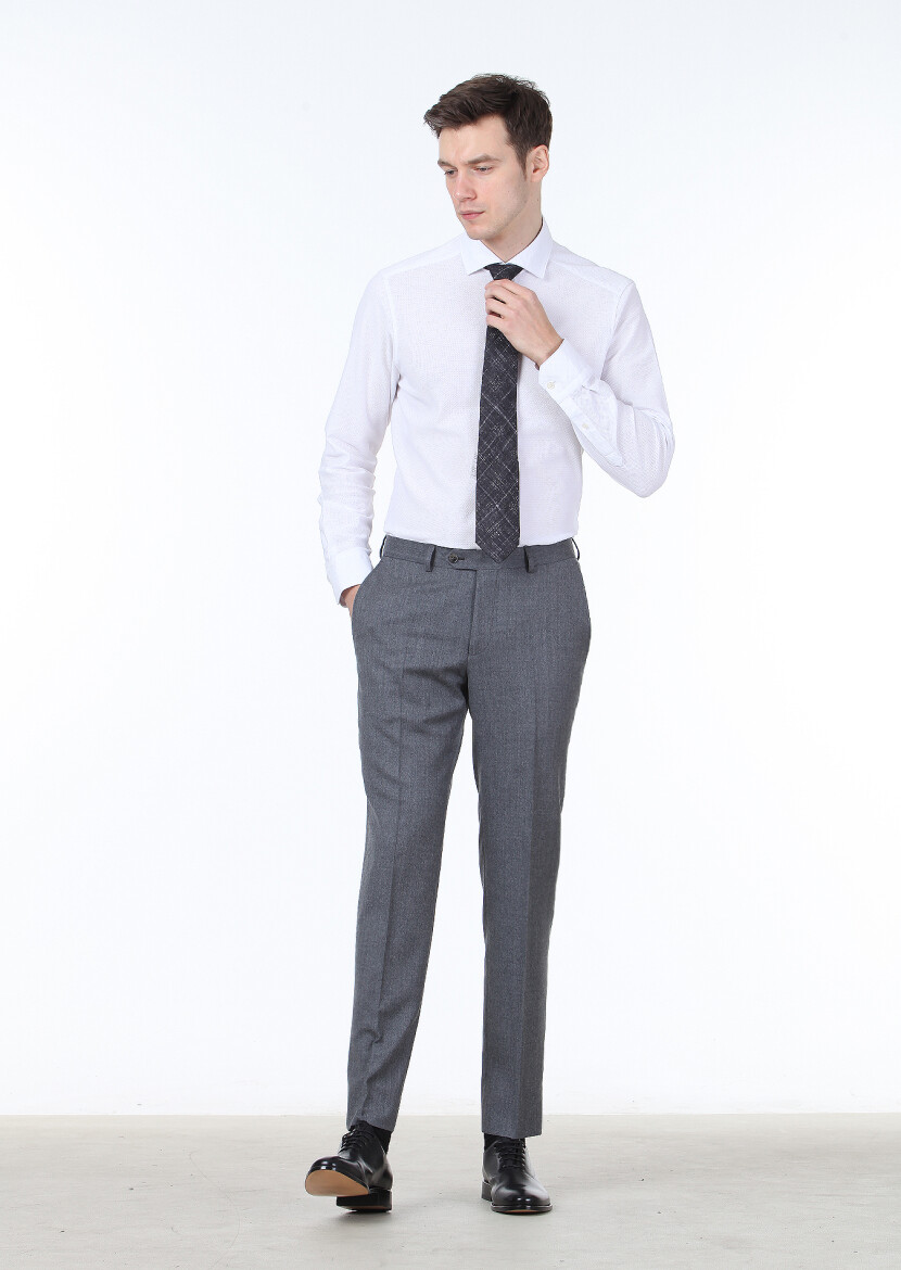 Hard Coal Weaving Regular Fit Classical 100% Wool Trousers 