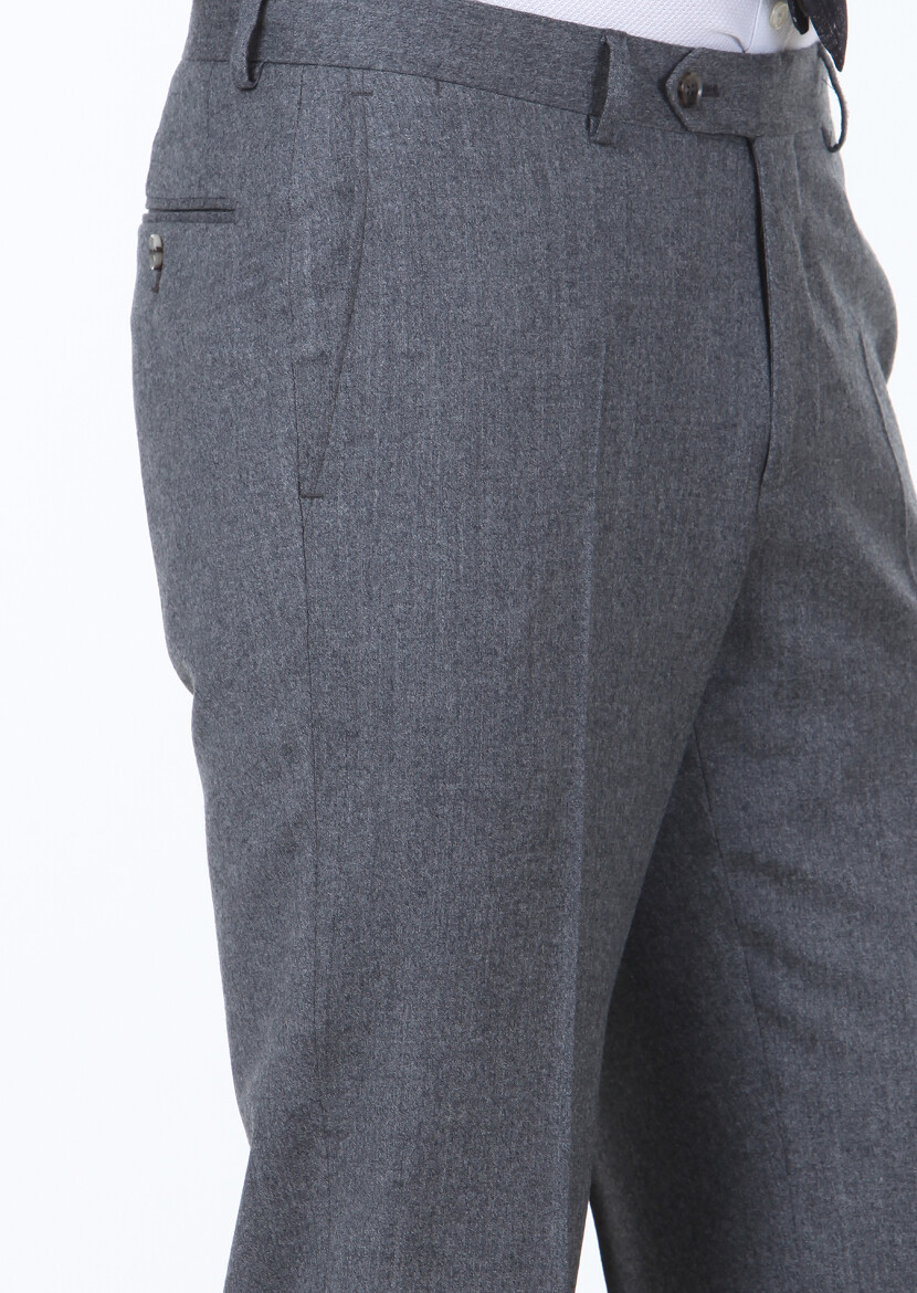 Hard Coal Weaving Regular Fit Classical 100% Wool Trousers - 3