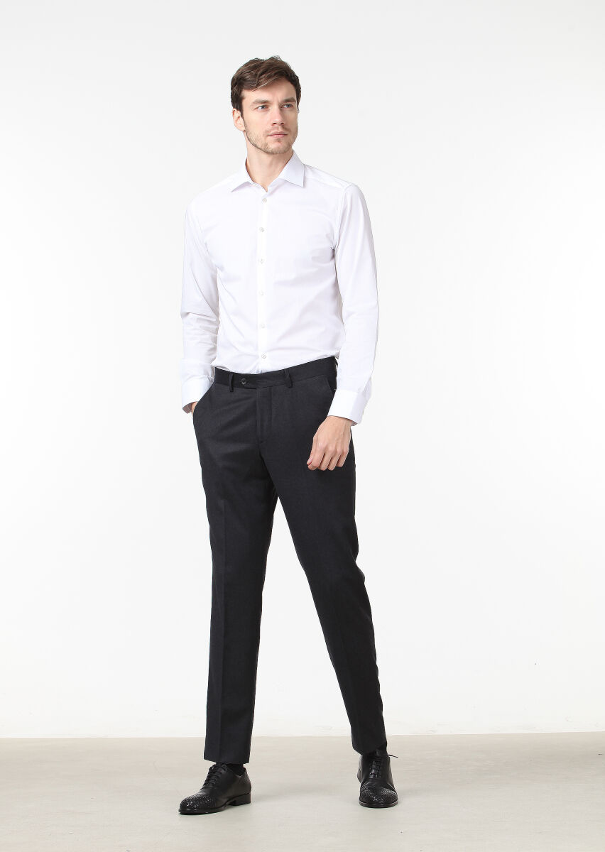 Hard Coal Weaving Regular Fit Classical 100% Wool Trousers - 2