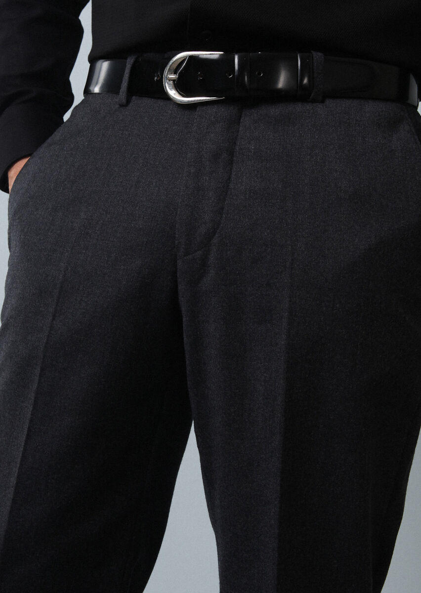 Hard Coal Weaving Regular Fit Classical 100% Wool Trousers - 3